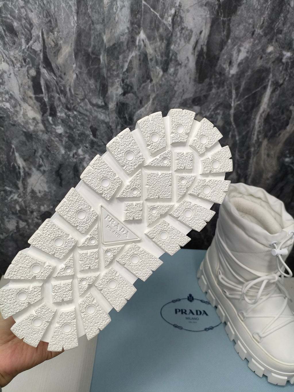 PRADA RE-NYLON GABARDINE APRÈS SKI BOOTIES WHITE
