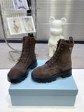 PRADA 25S WARRIOR BOOTS IN RK BROWN SUEDE