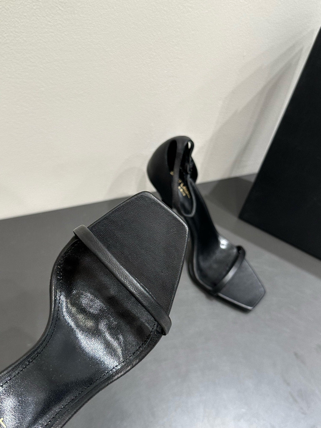 YSL HEELED SANDALS 25S 105 MM IN BLACK LAMBSKIN