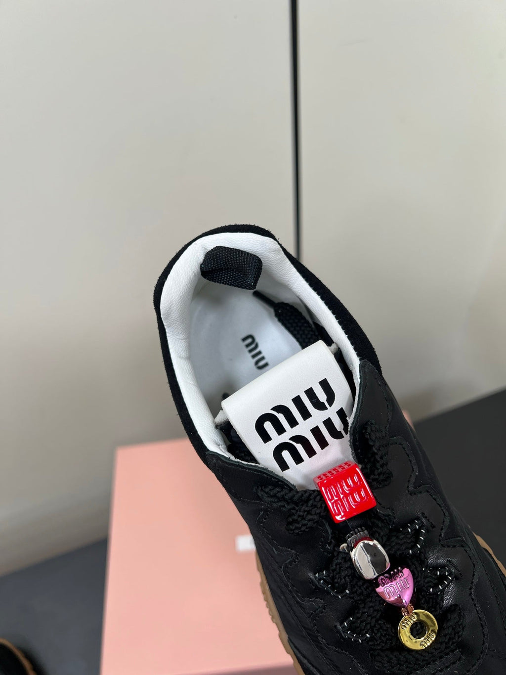TYRE SNEAKERS IN BLACK TECHNICAL FABRIC AND SUEDE WITH STICKER