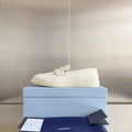 PRADA Pra White Suede Leather Loafers 25mm Rubber Sole